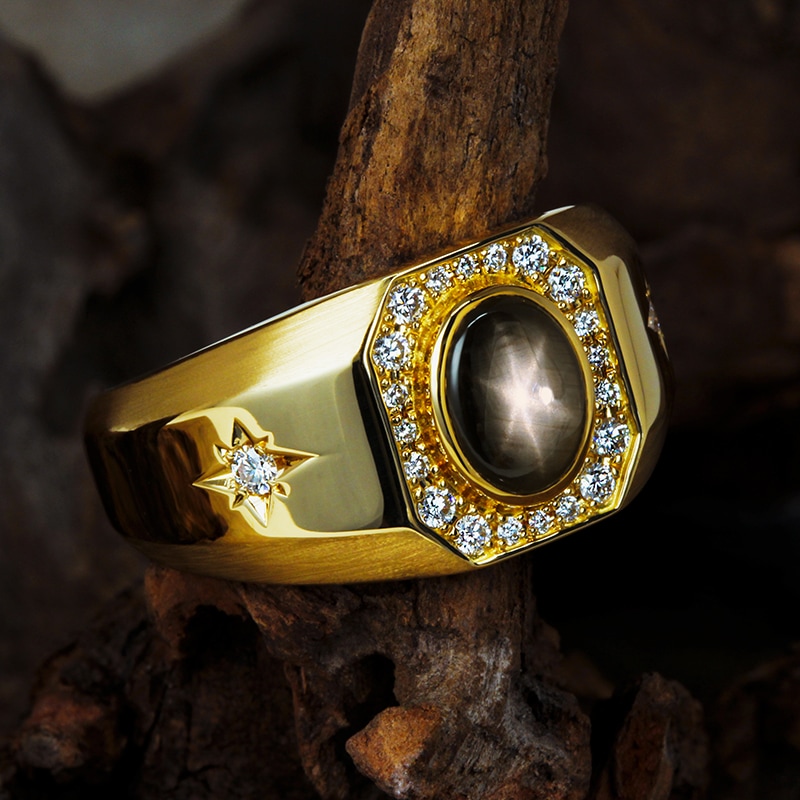 K18YG ブラックスターサファイア ダイヤリング RY011 | リング | NOBLE