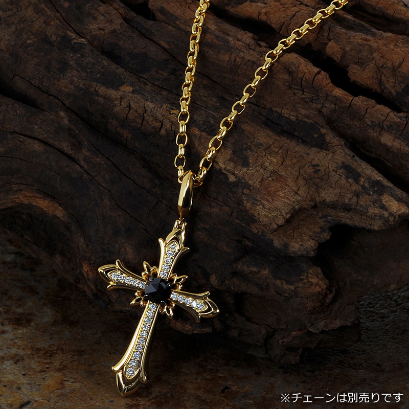 K18YG ブラックダイヤ クロス ペンダントトップ TY009 | ペンダント