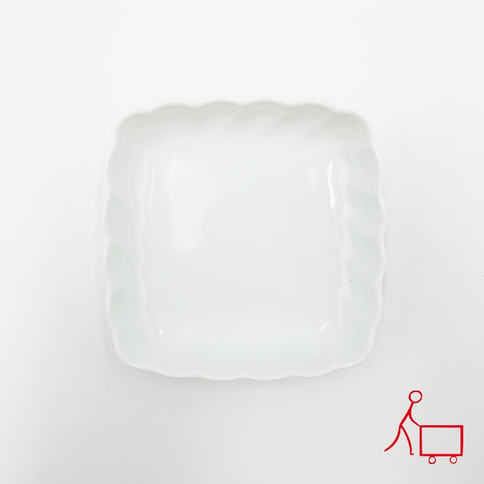 25【A品・B品込み】フリルスクエア小皿　10cm
