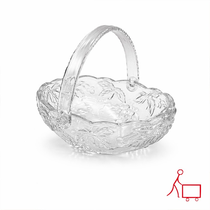 833416【A品・B品込み】ガラスバスケット(持ち手付き) 14cm