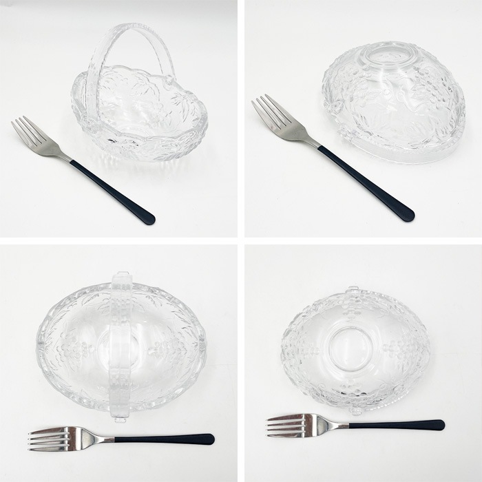 833416【A品・B品込み】ガラスバスケット(持ち手付き) 14cm