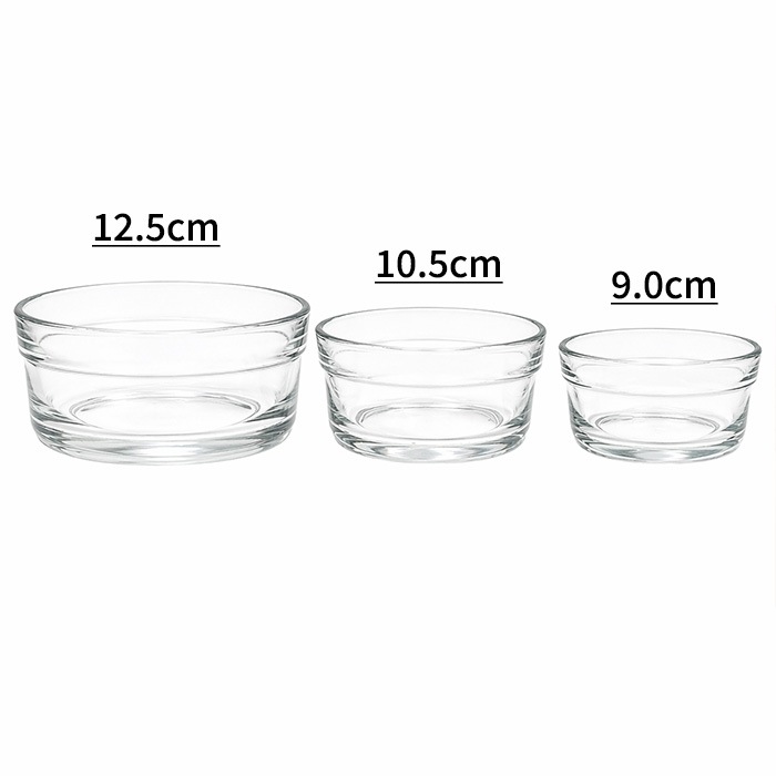 【５月SALE商品】833417【A品・B品込み】ガラス保存容器（蓋付き）３点セット　12.5cm/10.5cm/9.0cm