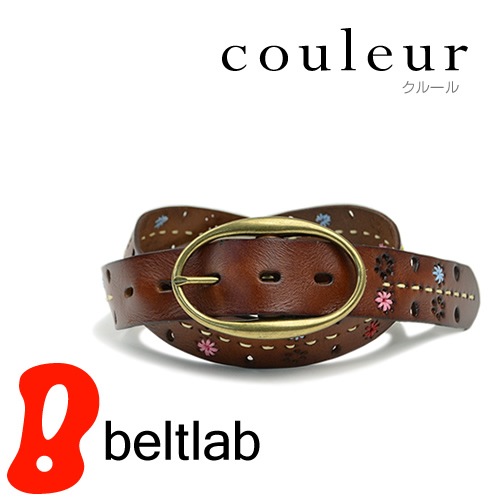 本革 ベルト レディース Couleur クルール 刺しゅうとステッチがアクセント カラフルなお花がかわいいカジュアルベルト ベルトラボオリジナルブランド Couleur クルール きょうは この色 ベルト専門店ベルトラボ
