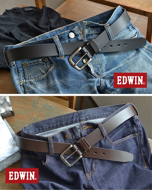 EDWIN ɥ٥٥  礭 󥰥  쥶 ä ꥽Хå ץ ١å 40mm 40ߥ 4cm  쥶٥ 奢٥ 쥶 ǥ˥  Υѥ  ֥å/֥饦/֥饦 belt mens