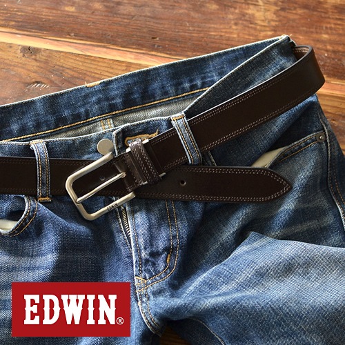 Edwin エドウィン ベルト メンズ カジュアル 牛革 レザー 日本製 ハーネスバックル ステッチ デニム ジーンズ チノパン に 3 5cm幅 ベルト ブランド Edwin エドウィン ベルト専門店ベルトラボ
