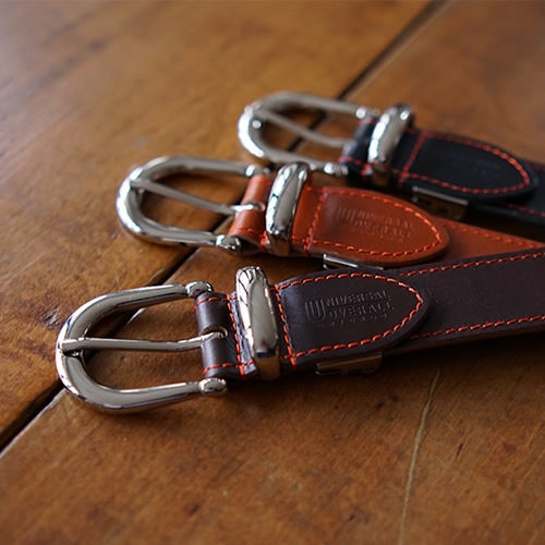 ベルト メンズ カジュアル Universal Overall ユニバーサルオーバーオール 本革 牛革 しっかり一枚革 デニム ブランドカラー オレンジステッチ 幅3cm Universal Overall ユニバーサルオーバーオール ベルト専門店ベルトラボ