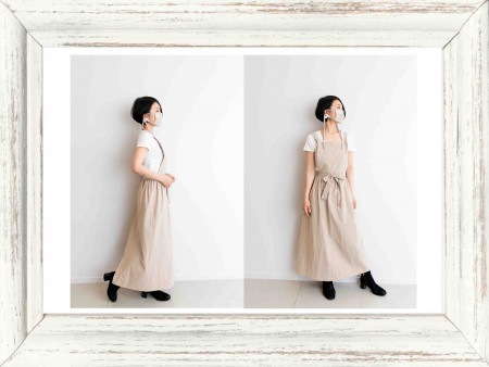 エシカルドレスエプロン ベージュナチュラル / メゾンドフォイユ（巻きスカートエプロン）