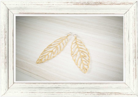 「ロサ・キネンシス」葉脈イヤリング/ OML刻印入り