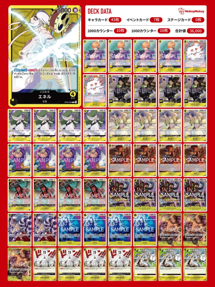 ワンピカード 黄エネルデッキ 構築済みデッキ〕 黄エネルデッキ | 入荷しました