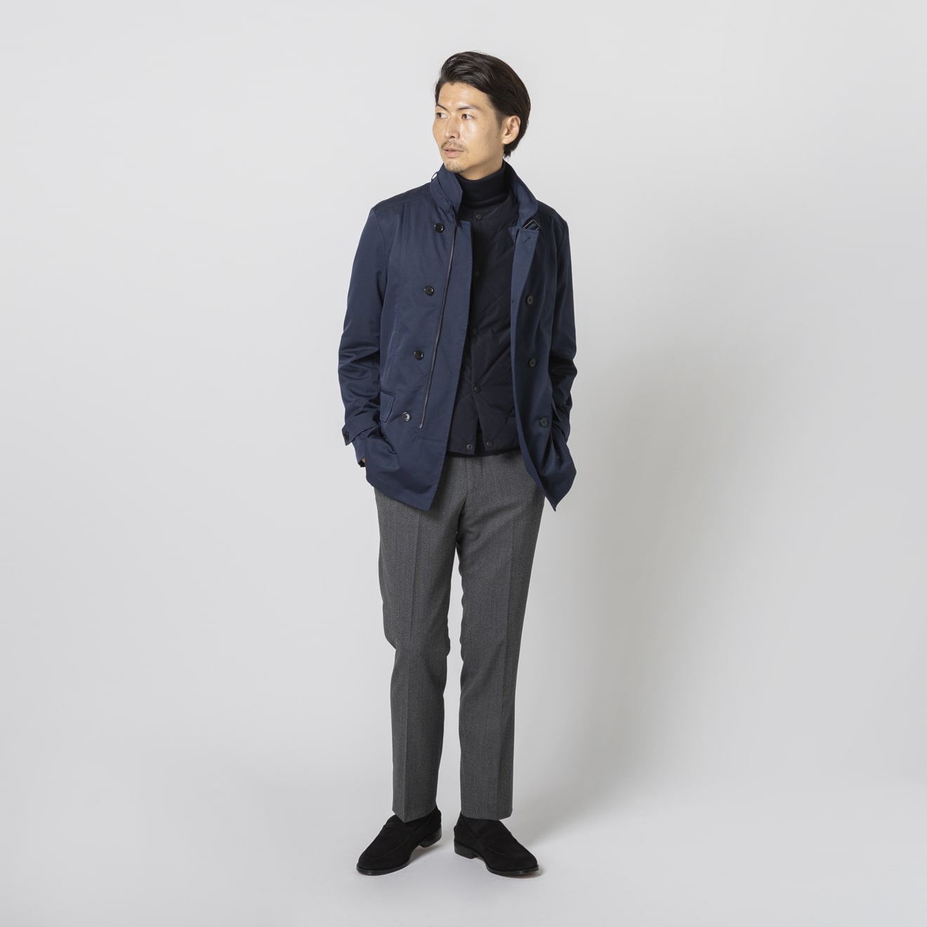 REATS TAILOR ZAZOUS ツイード チェスターコートブルーグレー REATS TAILOR ZAZOUS ツイード チェスターコートブルーグレー