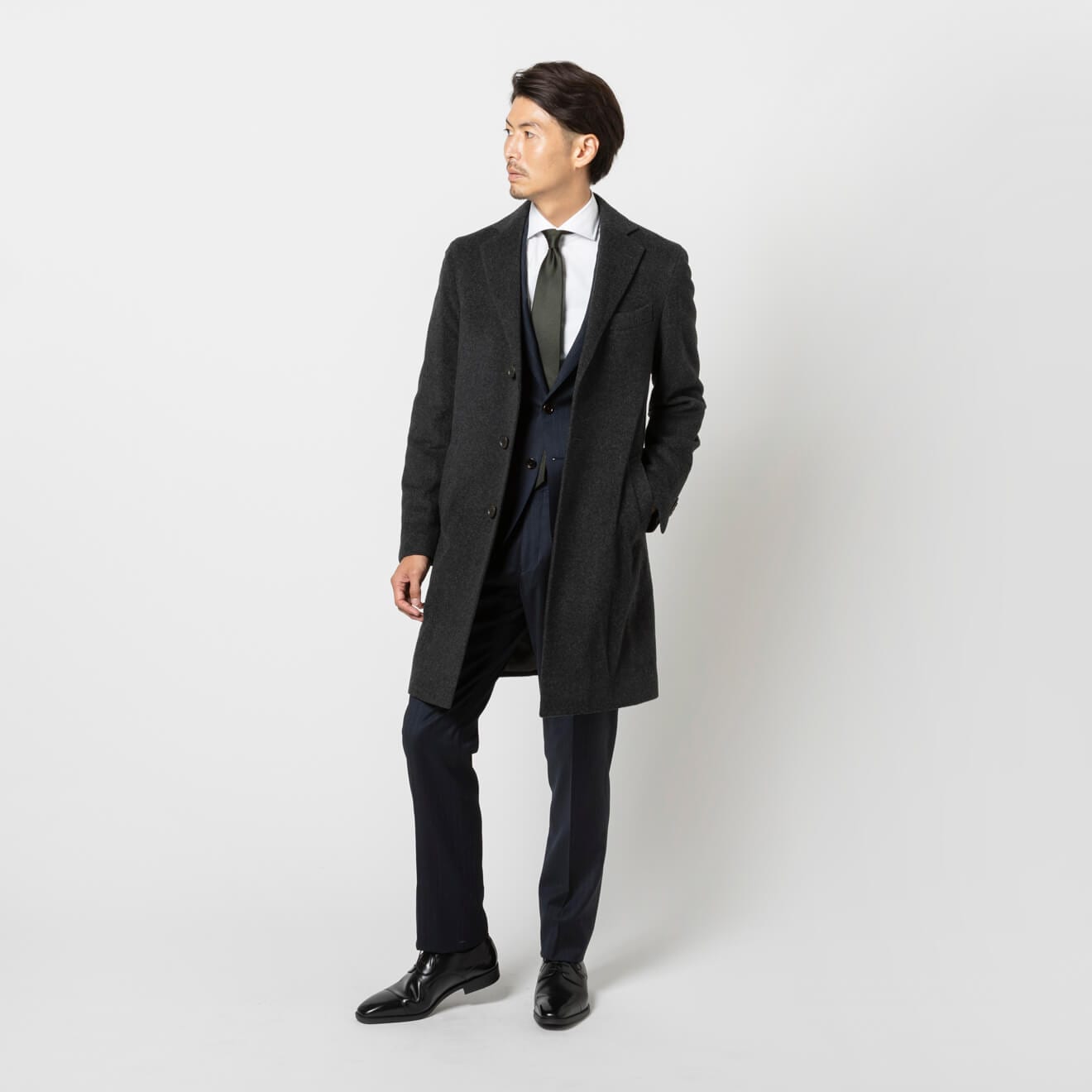 23区 チェスターコート サイズ44 ネイビー CLASSY.1月号掲載】ウールカシミヤビーバー チェスターコート