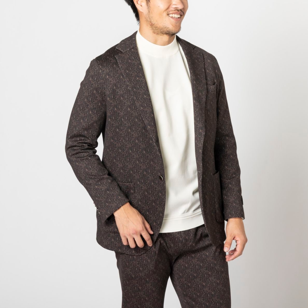 カンタレリ ブルー ウィンドウペーンジャケット 42（定価15万円） ≪超特価≫REDA/レダ/ウィンドペン/毛100％/ブルー/チェック