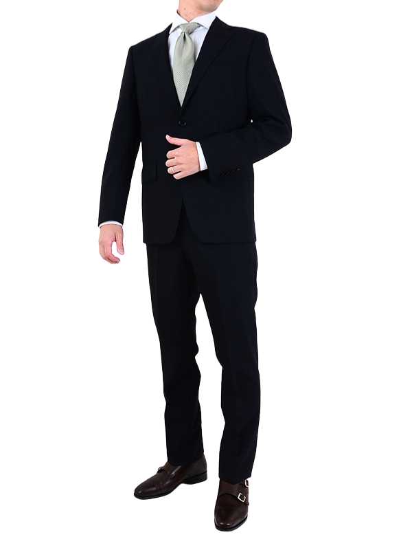 ≪WEB特別≫ウール混/シングル2釦/ノータックスリム/ネイビー/チェック