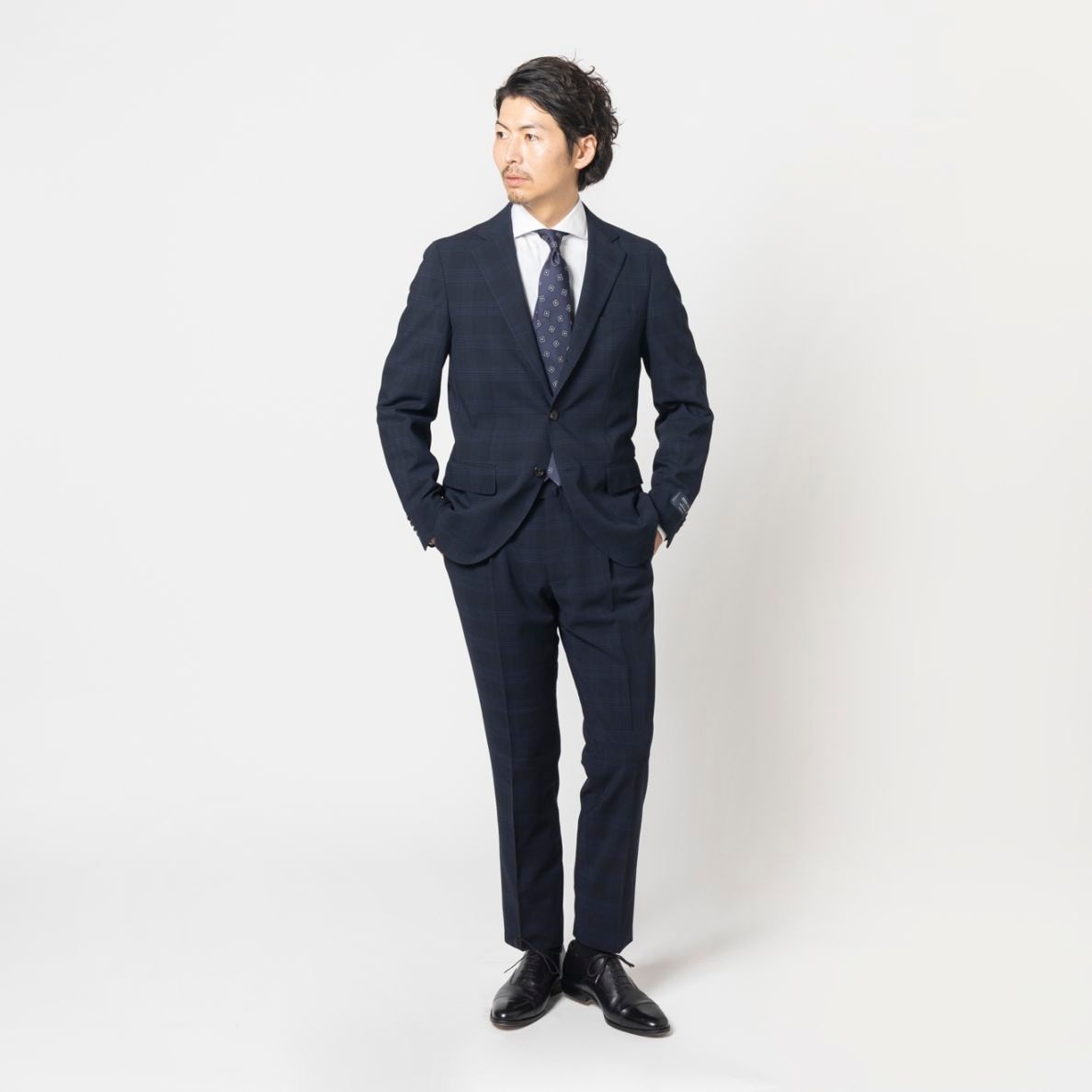 ONLY セットアップシングルスーツ REDA生地 チェック柄 ネイビー 000000009741_Z3tDwSM.jpg