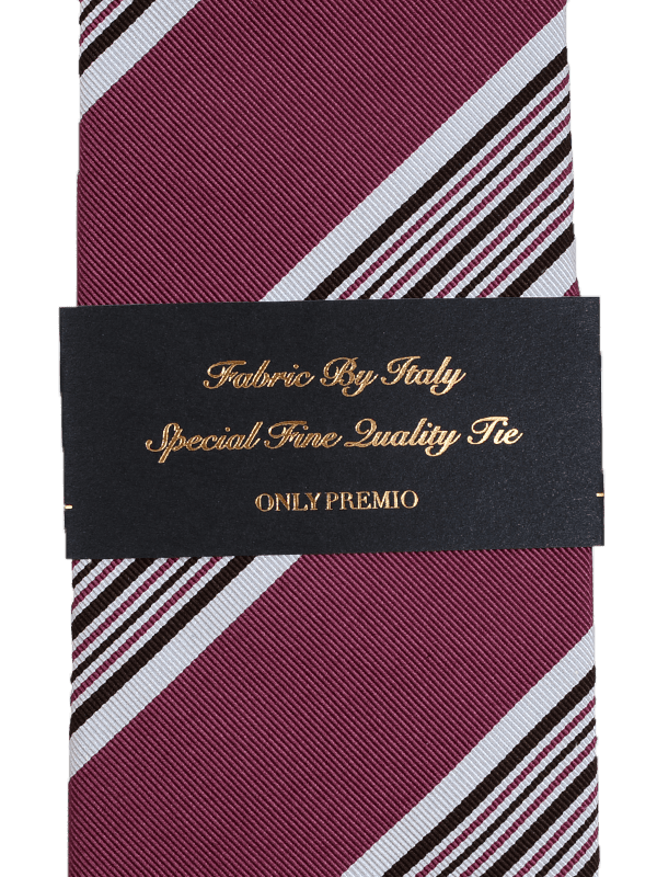【新品】Cesare Attolini／B.Dストライプ／ブラウン／ピンク ≪WEB新作≫PREMIO/絹65％綿35％/ピンク/ストライプ/タイ | メンズ商品