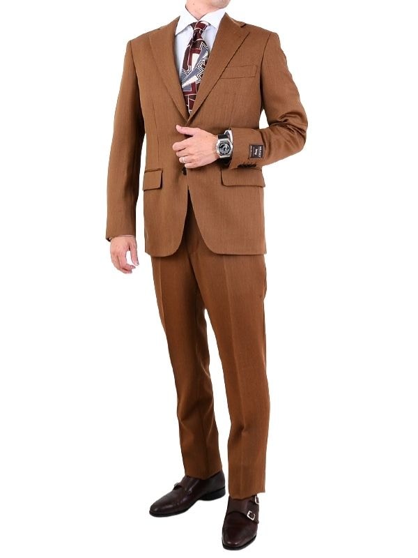 【極美品】サイズ46　ソブリン×ロロピアーナ　千鳥格子　ブラウンベージュスーツ 極美品】サイズ46 ソブリン×ロロピアーナ 千鳥格子 ブラウンベージュ