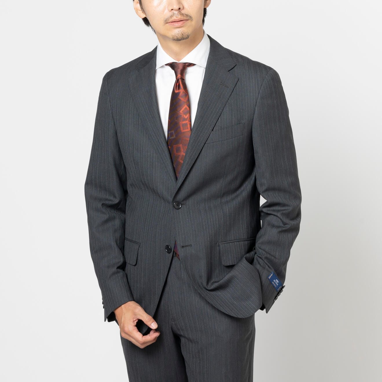 RRL イタリー製ウールストライプ2Pスーツ ≪WEB準新作≫ウール混/シングル2釦/ノータックスリム/チャコール