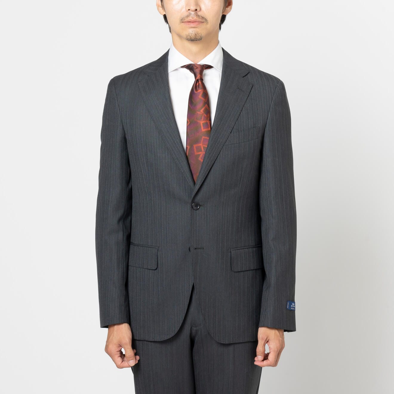 ≪最終SALE≫ウール混/シングル2釦/ノータックスリム/チャコール