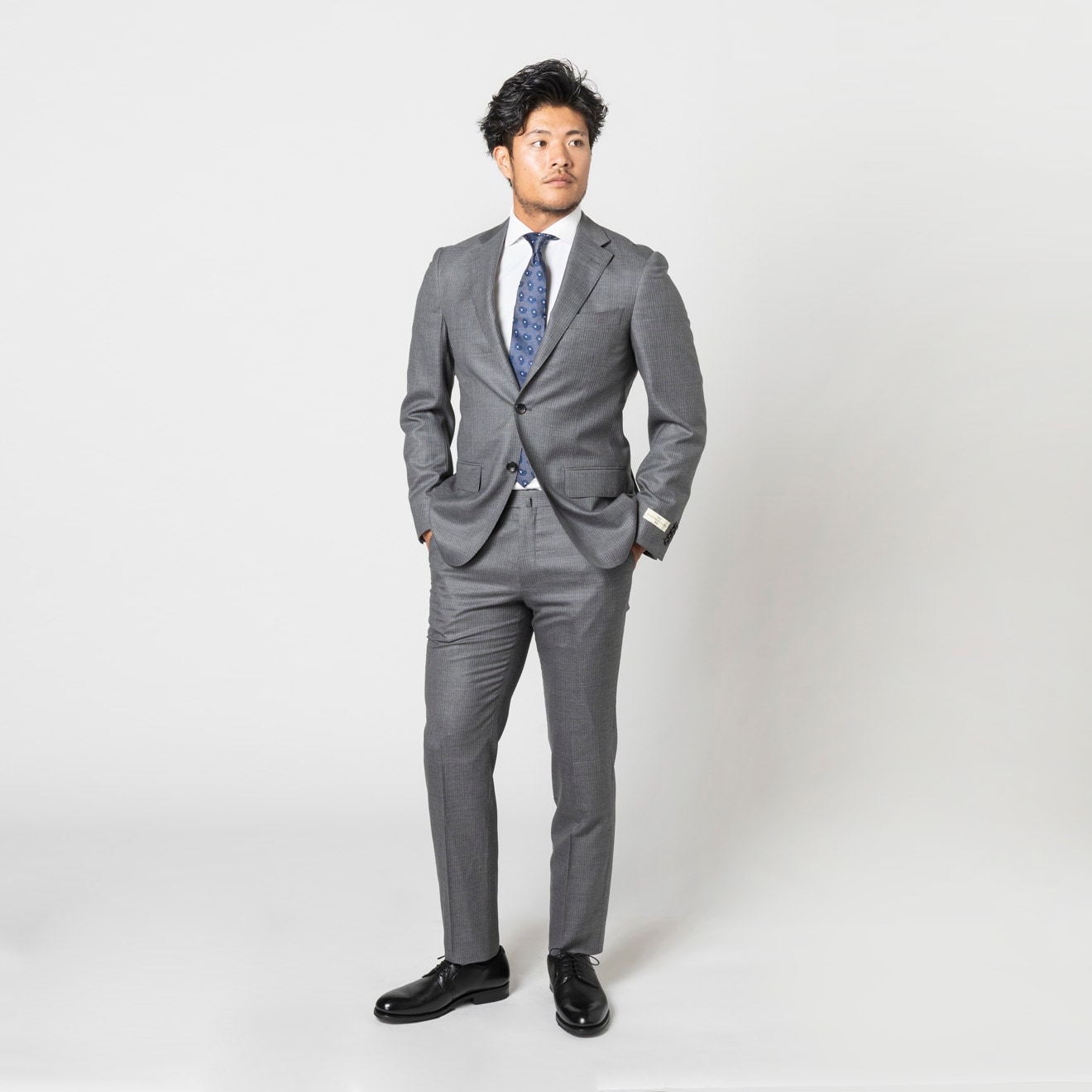 ≪入荷予定≫ウール100％/シングル2釦/ノータックスリム/グレー