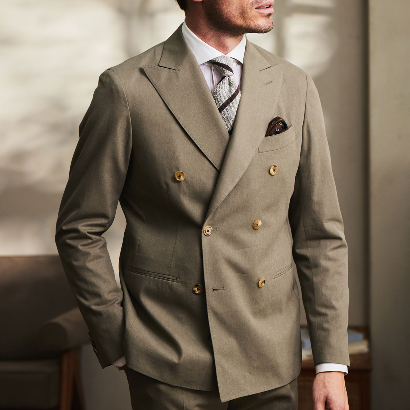 ≪WEB新作≫PREMIO/DRAGO/ドラゴ/コットン&カポック/ダブルブレスト