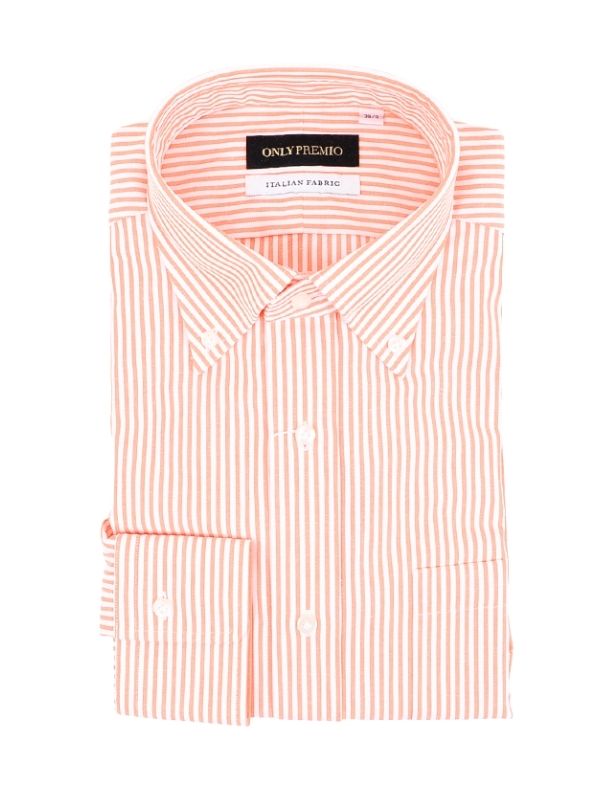 ≪WEB限定≫PREMIO/ ITALIAN FABRIC/ボタンダウン/オレンジ/ストライプ
