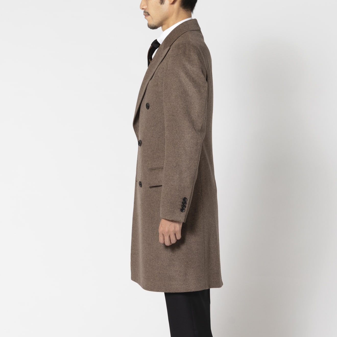 AKM チェスターフィールドコート Sサイズ 黒 ウール カシミア 細身