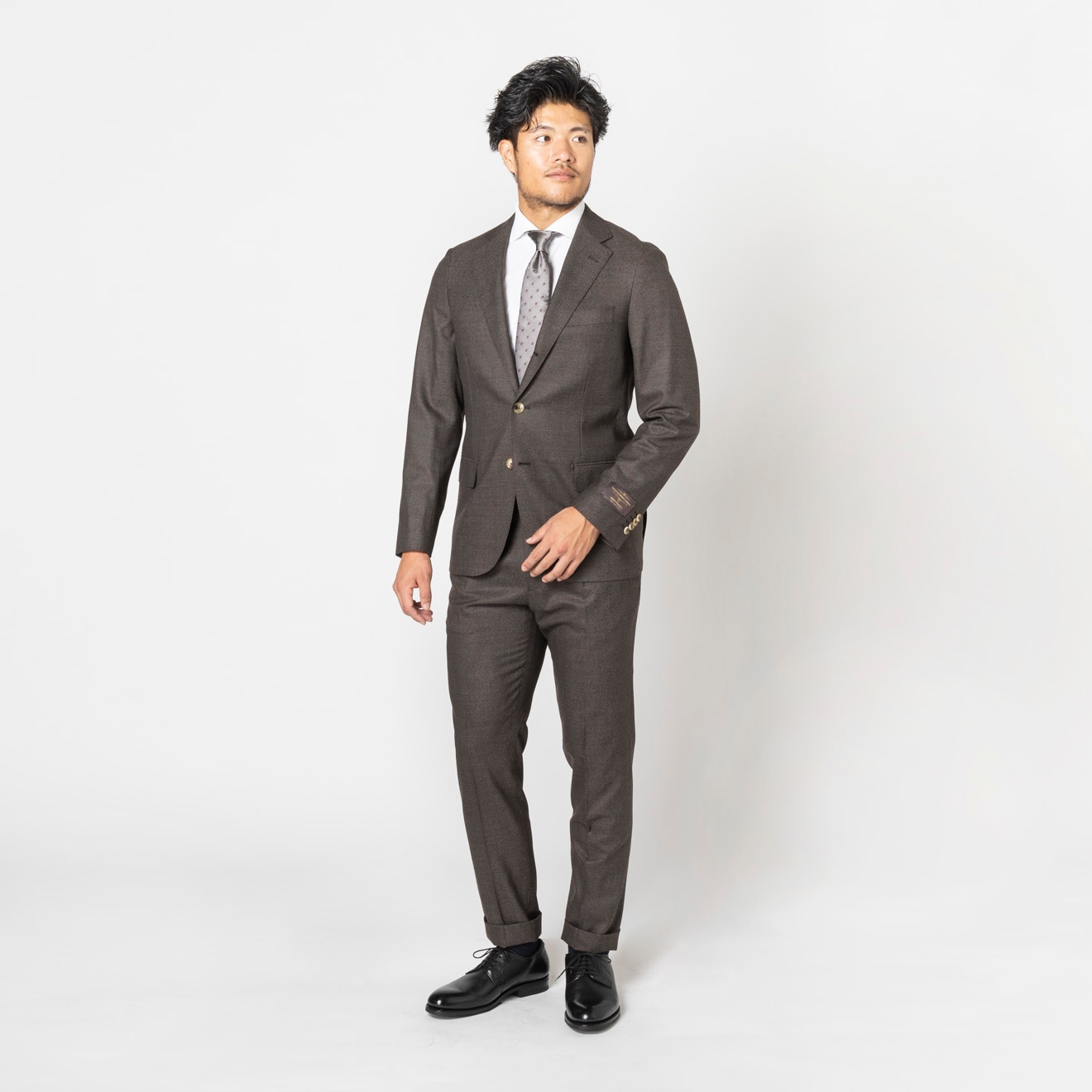 ≪半額SALE≫PREMIO/CANONICO/カノニコ/ワンタックスリム/ブラウン/柄