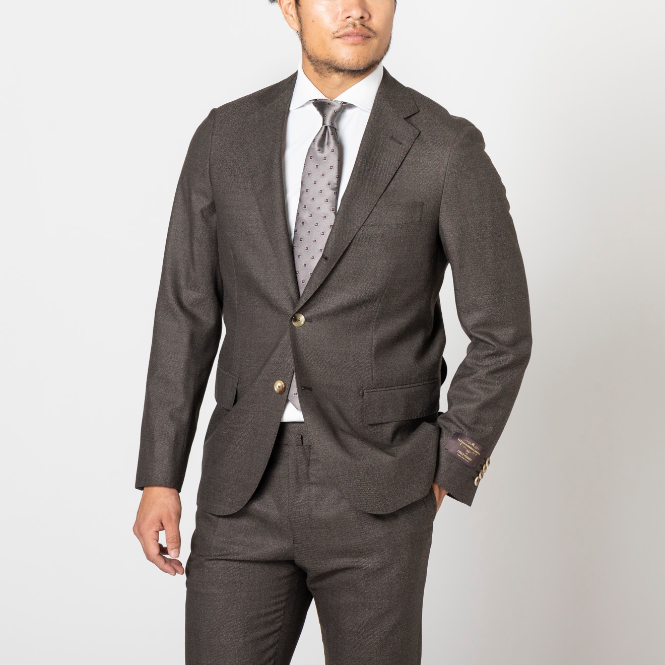 ≪半額SALE≫PREMIO/CANONICO/カノニコ/ワンタックスリム/ブラウン/柄