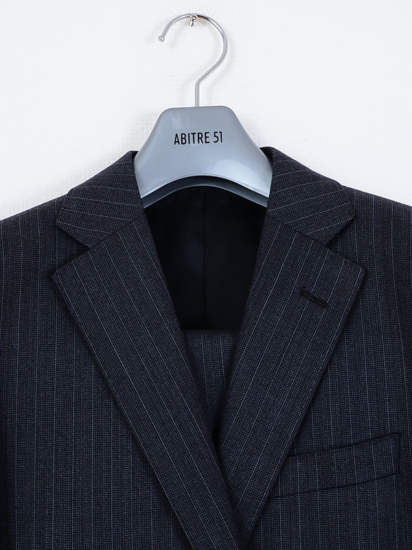 ≪WEB特価≫ウール50％ポリエステル50％/ネイビー/ストライプ