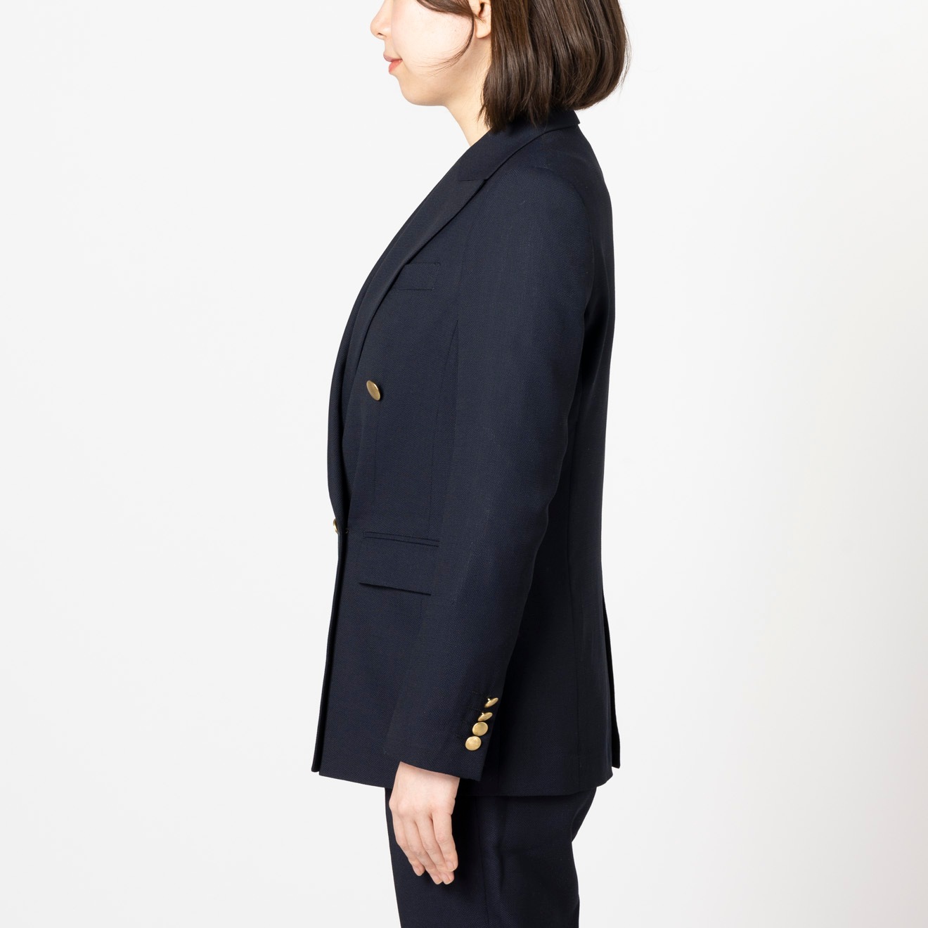 ≪入荷予定≫ダブルブレスト/4つ釦/ネイビー/無地/レディース/春夏