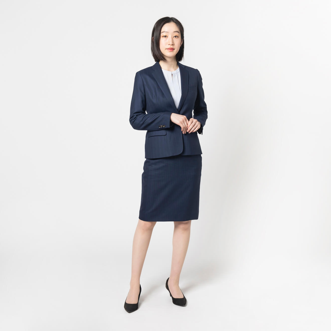 ≪入荷予定≫AUTHENTICO/シングル1つ釦/ネイビー/ストライプ