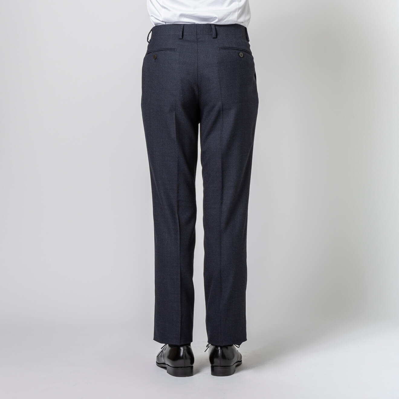 ≪WEB特価≫ウール混/シングル2釦/ノータックスリム/ネイビー/チェック