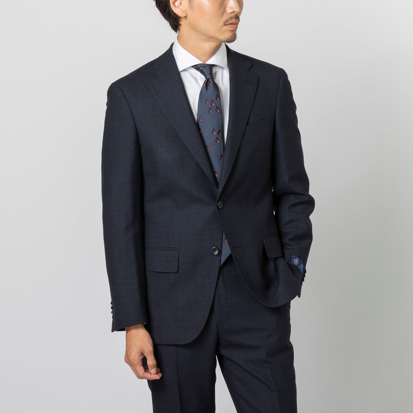 ≪WEB特価≫ウール混/シングル2釦/ノータックスリム/ネイビー