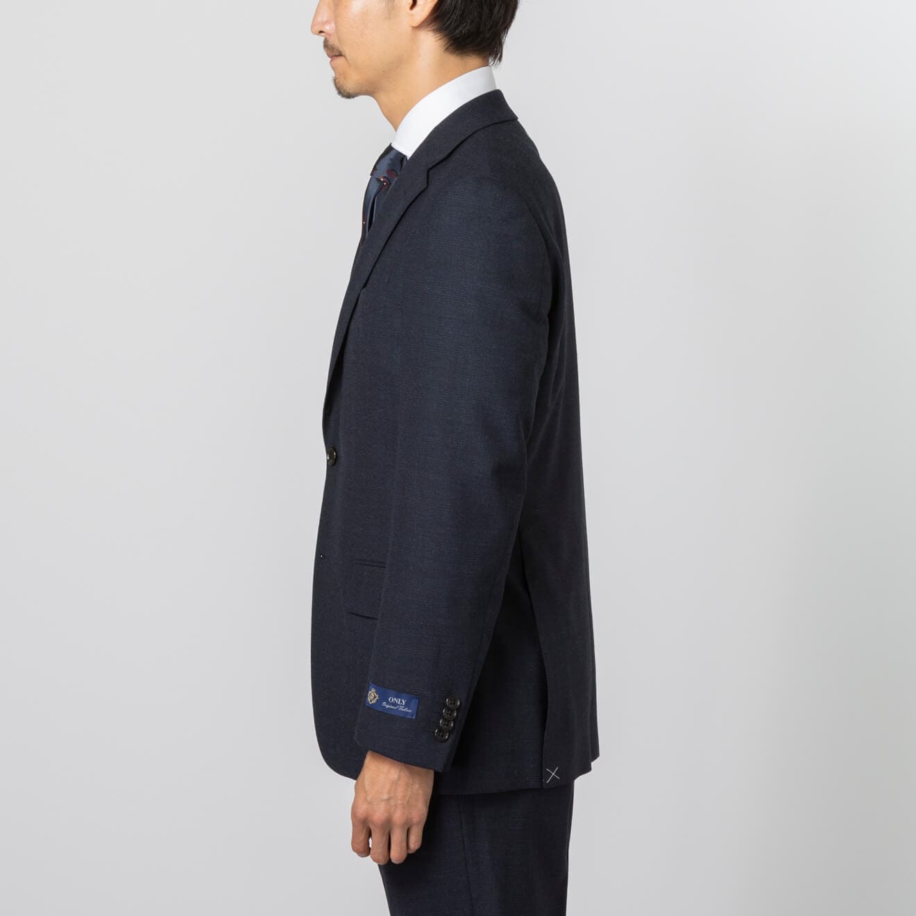 ≪WEB特価≫ウール混/シングル2釦/ノータックスリム/ネイビー/チェック