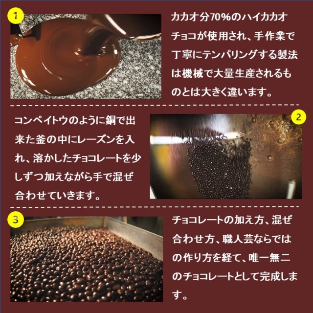 香るブドウのチョコレート（レザンドレ・オ・ソーテルヌ貴腐）50g　5月～9月の期間は冷蔵にて発送いたします。