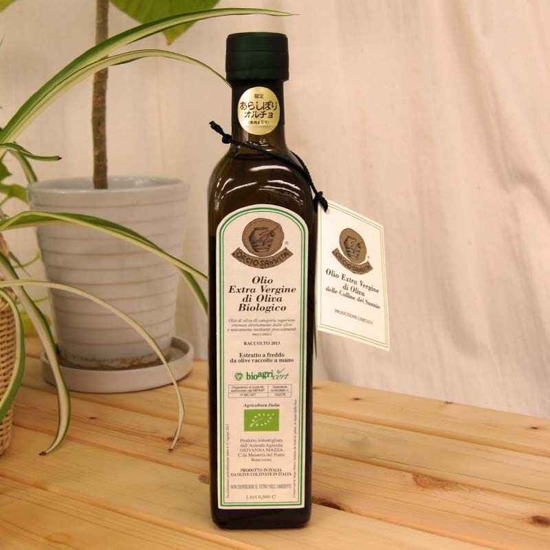 有機JAS エキストラ オリーブオイル 500ml、オルチョサンニータ（あらしぼり）