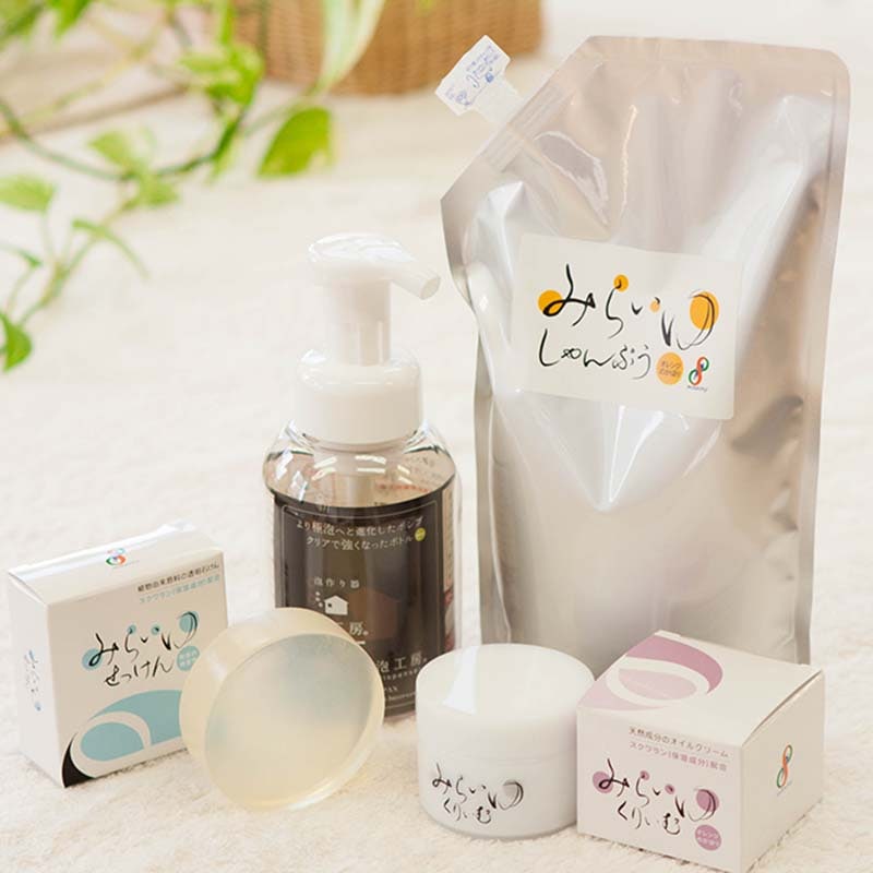 みらいゆ満足セット(しゃんぷう・くりぃむ・石けん・泡工房4点セット)