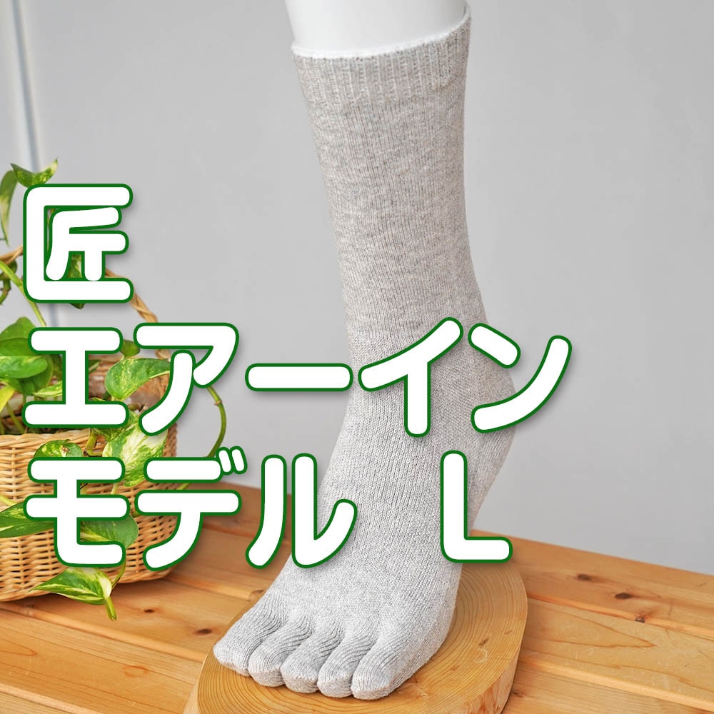 匠(たくみ)エアーイン ゆったり5本指 絹+綿+絹+綿 4層構造 ふわふわ 天然素材 Lサイズ