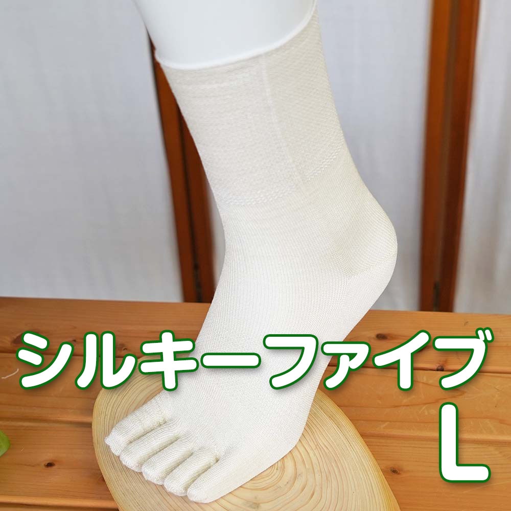 薄地タイプ 快適5本指 シルキーファイブ シルク 天然素材 Lサイズ