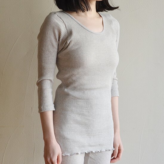 【天衣無縫】 リブ8分袖シャツ