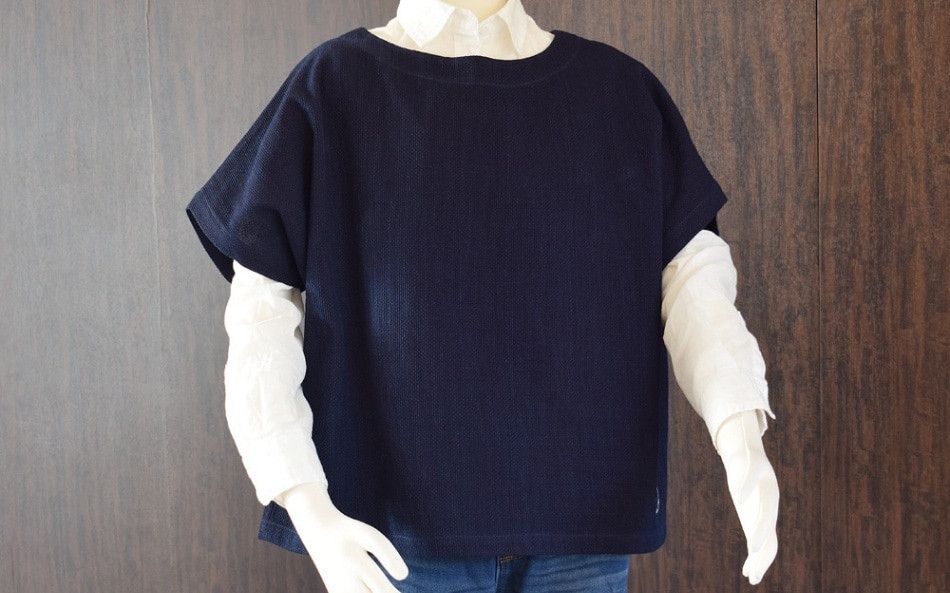 ぱふっとフリーシャツ 武州 藍染め 豆刺