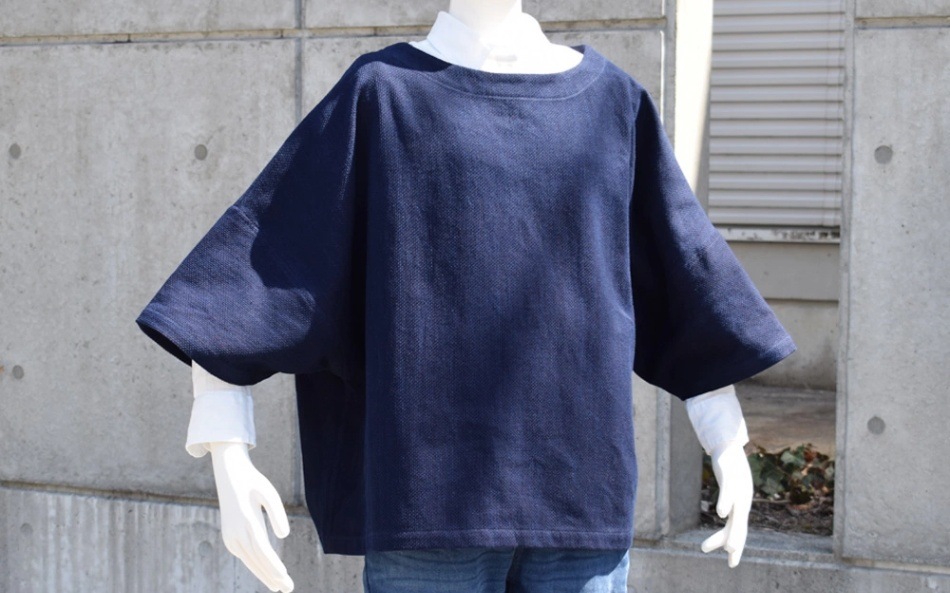 ぱふっとラージシャツ 武州 藍染め 豆刺
