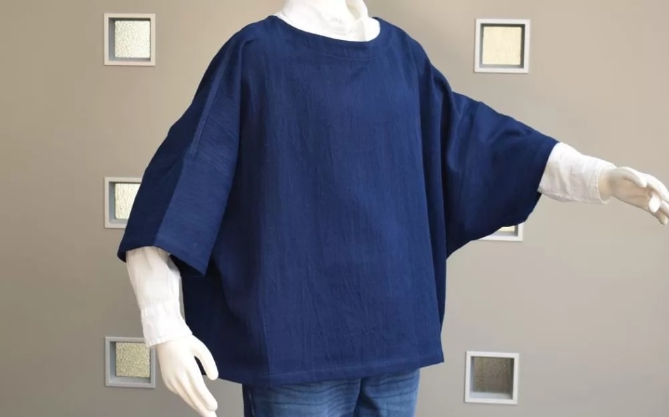 ぱふっとラージシャツ 武州 藍染め 沙羅