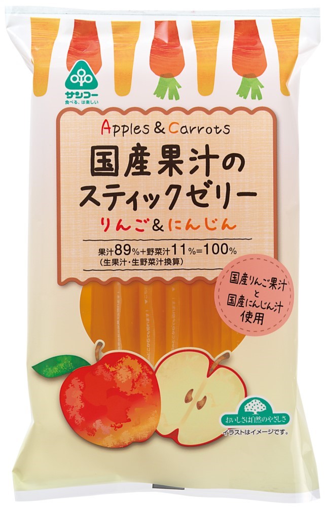 サンコー 国産果汁のスティックゼリー りんご＆にんじん 192g(16g×12本)
