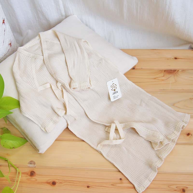 【スガノ工房】オーガニックコットン100% ベビー 長肌着 リブ生地 茶綿のみ