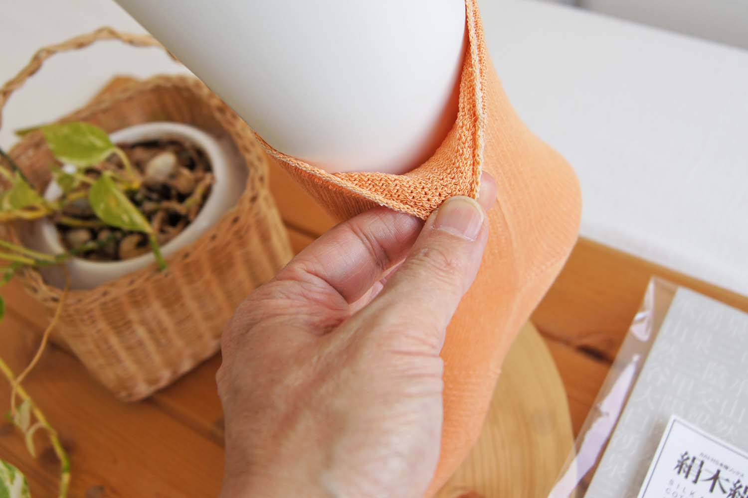 快適5本指 絹+綿 天然素材 絹木綿 優しい履き口 Mサイズ