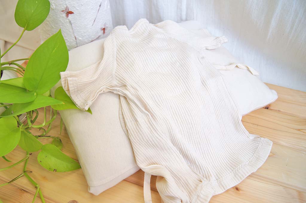 【スガノ工房】オーガニックコットン100%　ベビー 短肌着 リブ生地