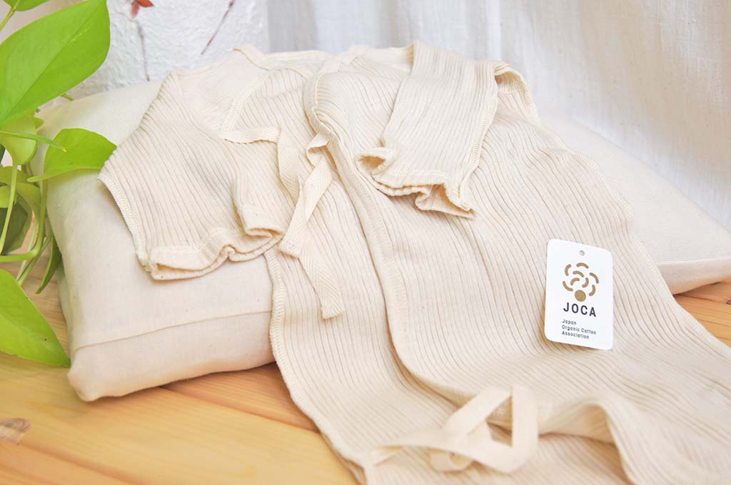 【スガノ工房】オーガニックコットン100%　ベビー 長肌着 リブ生地 茶綿のみ