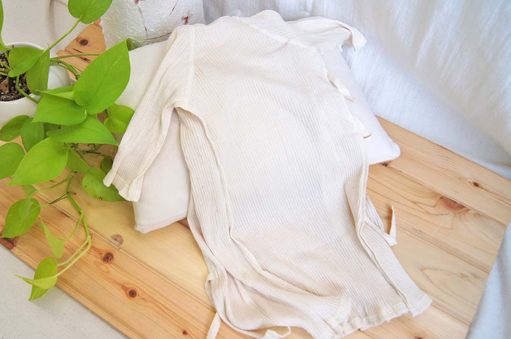 【スガノ工房】オーガニックコットン100%　ベビー 長肌着 リブ生地 茶綿のみ