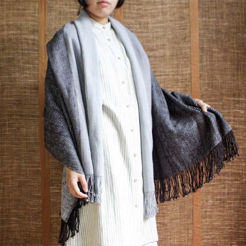 自然栽培　手紡ぎもめんのブランケット ブラウン 益久